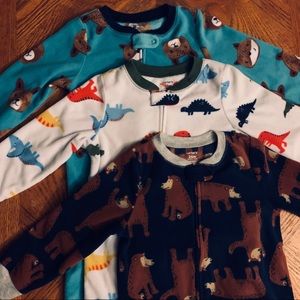 Bundle (3) Baby Toddler Fleece Pajama Onesies